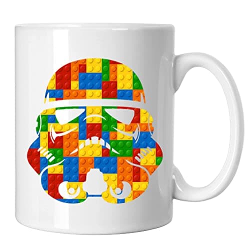 Image of Stormtrooper Helmet Bricks Sci Fi Movie Inspired Novelty Gift Mugs for Men, Women, Home & Work