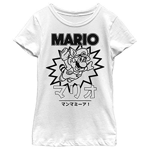 Image of Nintendo Girls' Mario Kanji T-Shirt, White, L