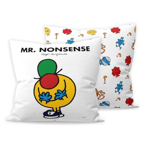 Image of Mr Men Mr. Nonsense Cushion – 40cm x 40cm Soft-Touch Faux Suede Pillow with Microfibre Inner | Perfect Home Décor & Gifting Idea