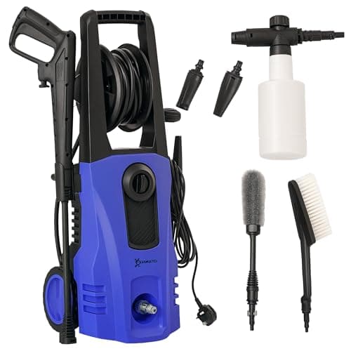 Image of DURHAND 1800W High Pressure Washer, 150 Bar Pressure, 510 L/h Flow, High-Performance Portable Power Washer Jet Wash Cleaner with 6M Hose and Hose Reel for Garden, Car, Furniture, Blue
