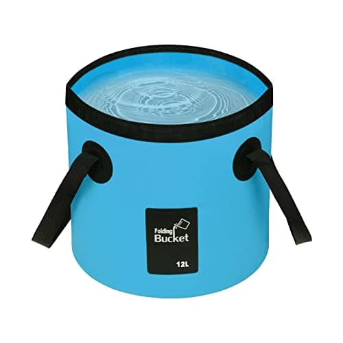 Image of Handy Folding Bucket 12L, Portable Collapsible Bucket for Plumbing Camping Traveling Hiking Fishing Boating and Gardening (Blue, 12L)