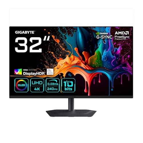 Image of Gigabyte MO32U2 32” OLED 4K UHD Gaming Monitor - 3840 x 2160, 240Hz, 0.03ms, 250 cd/m², G-Sync Compatible, FreeSync Premium Pro, Display HDR True Black 400, HDMI 2.1, Displayport 1.4