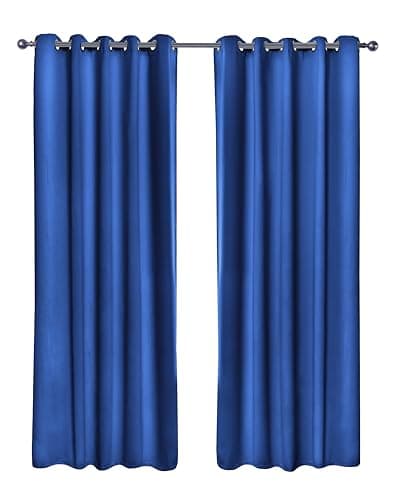 Image of Emma Barclay – Blackout Curtains for Bedroom Living Room Thermal Insulated Woven Eyelet Blackout Curtains Cali Collection (66” x 72” Inch)(Blue)