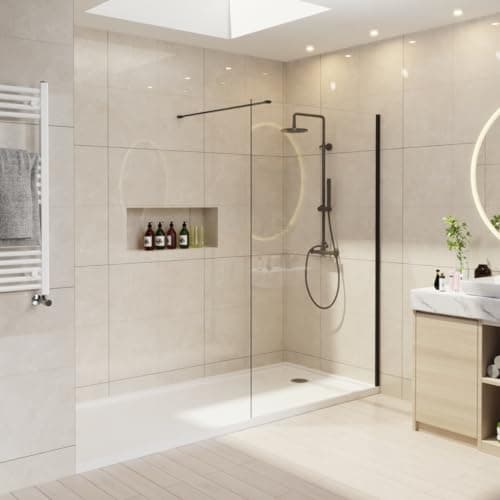 Image of NRG 1000 x 1950mm Matte Black Framed Wetroom Screen Panel