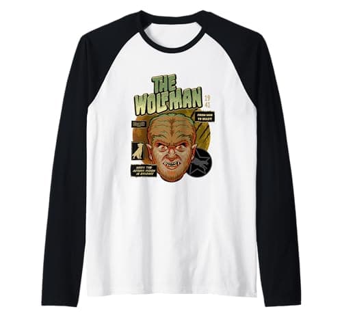 Image of Universal Monsters The Wolf Man Vintage Halloween Mask Raglan Baseball Tee