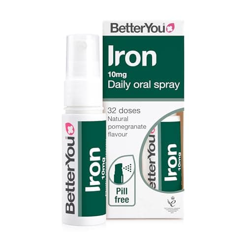 Image of BetterYou Iron Supplement, High Strength Iron 10 Liquid Oral Spray for Men and Women, Fast-Acting to Support Energy & Immune System, Gentle on Stomach, Natural Pomegranate Flavor, 25ml