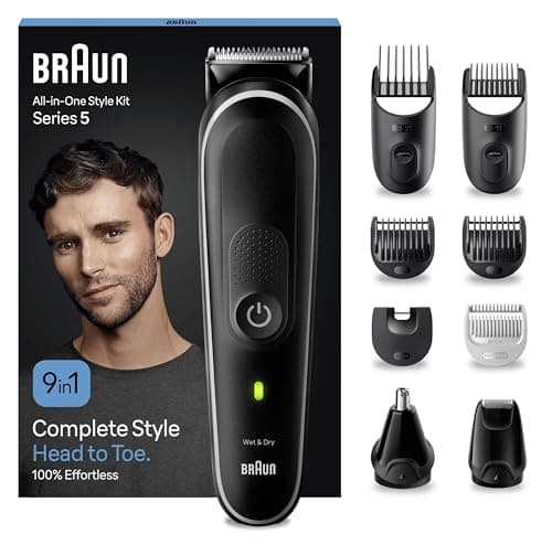 Image of Braun All-in-One Style Kit Series 5 MGK5410, 9-in-1 Everyday Grooming Kit for Men, for Beard Trimming, Hair Clipping, Ear, Nose & More, with Ultra-Sharp Blade, Pouch, Waterproof