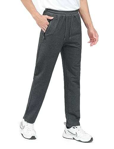 Image of cioiniei Mens Joggers Bottoms with Zip Pockets Cosy Jogging Training Sweat Pants Men Adult Cotton Sweatpants Trousers with Darwstrings Deep Grey L