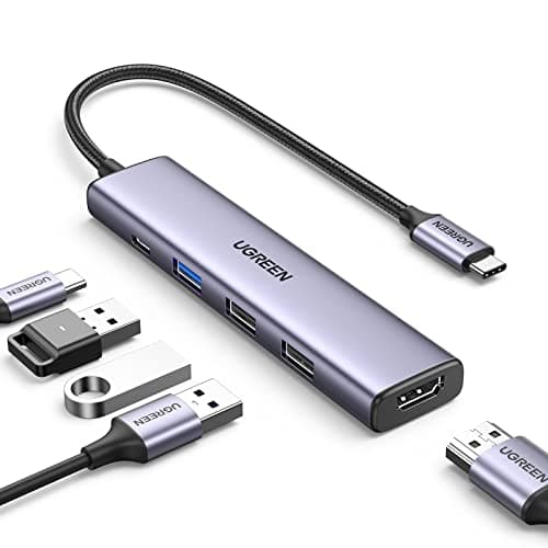 Image of UGREEN USB C Hub, Revodok 5-in-1 USB Hub for Laptops, 4K HDMI to USB-C Adapter, 100W PD, 3 USB-A Data Ports, Aluminum Compact Multiport Adapter for MacBook Air/Pro, HP, Dell, iPad, Galaxy Dex