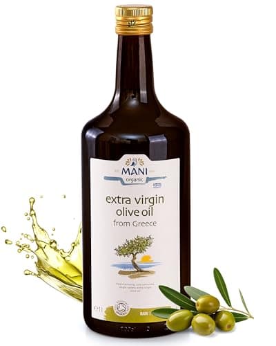 Image of MANI Organic Extra Virgin Olive Oil Bottle 1L – Premium Greek Olive Oil cold-extracted from Koroneiki olives – 100% natural organic olive oil – Organic Oil mildly fruity, vegan & sustainable