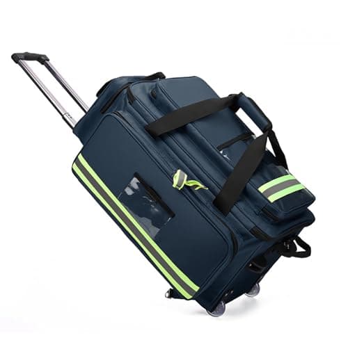 Image of Medical Trolley Duffle Bag with Wheels - Large Capacity First Aid Organizer for Emergency Responders, Outdoor Trauma Kit Storage