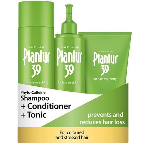 Image of Plantur 39 Caffeine Shampoo Conditioner and Tonic Prevents and Reduces Hair Loss | Coloured and Stressed Hair | Unique Formula Supports Hair Growth | 250ml Shampoo | 150ml Conditioner | 200ml Tonic