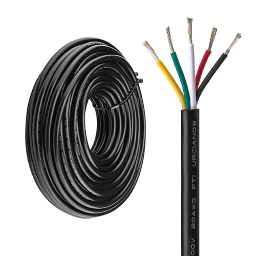 Image of URCIANOW Electrical Wires 5 Core Cable 5x0.5mm²20M Tinned Copper Cable 20Gauge UL2464 Stranded Wire Low Voltage Extension Black PVC Sheathed for Kitchen Appliances