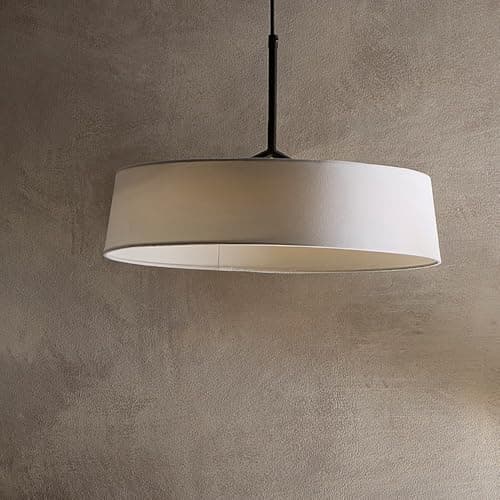 Image of K LIVING Luna LED Ceiling Pendant Lamp with Elegant White Fabric Shade | Modern Integrated LED Lighting Solution for Every Home | Decorative Accent for Living Room or Bedroom