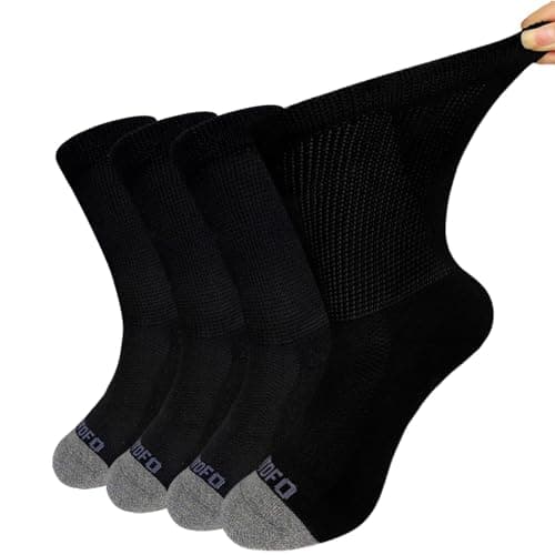 Image of LOFIR Diabetic Socks for Men Women: Soft Extra Wide Top Socks - Non Elastic Loose Fit Gentle Cotton Seamless Padded for Swollen Feet and Ankles Black Size 12-14 4 Pairs