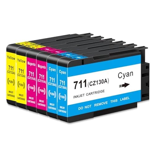 Image of Yongairuink 711 711XL Cyan Magenta Yellow Pigment Ink Cartridges Replacement for HPQ Designjet T120 24 T120 610 T520 24 T520 36 T520 610 T520 914 T125 24 T530 T130 T525 (6 Pack, 2C 2M 2Y)