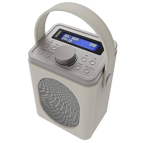 Image of Portable DAB+ Radio with Bluetooth | 15 Hour Battery Playback and Mains Powered | Dual Alarm & Snooze Function | 20+ Presets, LED Display, FM, Headphone Jack | MAJORITY Little Shelford (Cream + Grey)