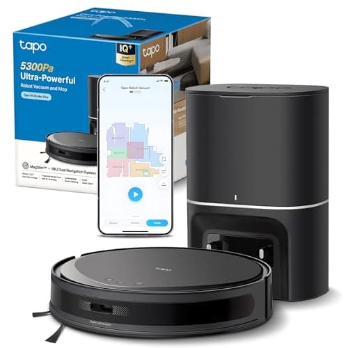 Image of Tapo RV20 Max Plus 5300Pa Suction Robot Vacuum Cleaner with Mop, Ultra-Slim Design, Faster Mapping With MagSlim & LiDAR Navigation Robot Vacuum, Auto-Empty Dock, Voice/Remote Control Robotic Vacuums