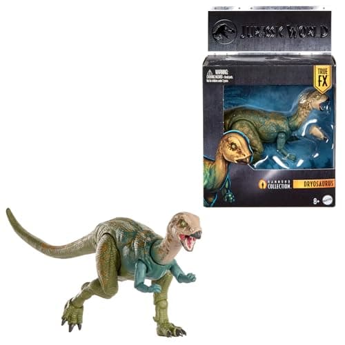 Image of Mattel Jurassic World Hammond Collection Dinosaur Action Figure Dryosaurus, Premium Design with Realistic Eyes, 17 Articulated Joints & Swappable Jaw, JKM92