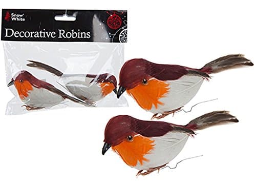 Image of JMS we create smile Decorative Robins Garden Ornaments Artificial Robin Bird For Christmas Tree Decoration Gift Craft Outdoor Decor Statue (Set of 2)