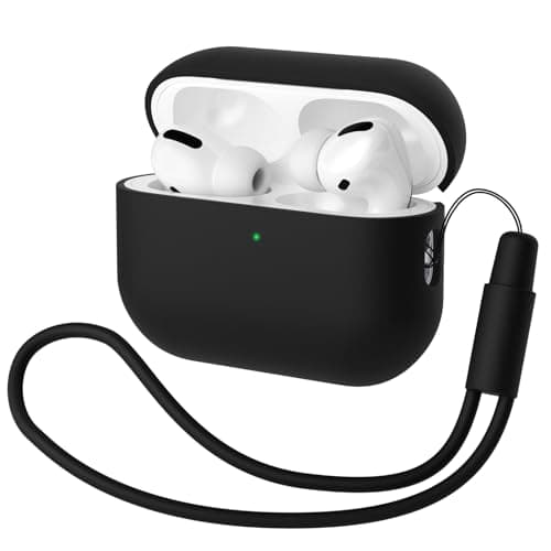 Image of Mocarheri Case Cover for AirPods Pro 2 (2022), Protective Silicone Case, Ultra-Thin, Soft Skin Front LED Visible, Black