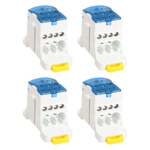 Image of sourcing map 4Pcs 1 in 6 Out Rail Terminal Blocks, 690V 125A Connectors Power Distribution Block with Flame-Retardant Housing for Power Distribution Cabinets, Blue 29.4mm W 12-6AWG Gauge