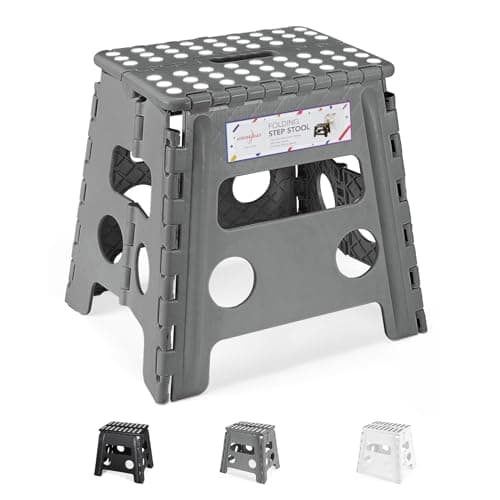 Image of Heavy Duty Foldable Stool for Adults, Large Foldable Step Non-Slip Folding Stools Portable Plastic Collapsible Step for Kids - Grey