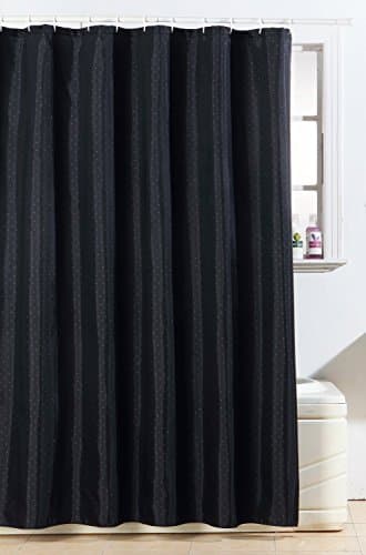 Image of New Glitter Diamante Polyester Shower/Bath Curtain With Free Hooks - Black - By Blue Canyon