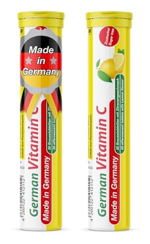 Image of Vitamin C 180 mg - 2 x 20 effervescent Tablets - Lemon Flavor - T&D Pharma German Vitamin C - Made in Germany