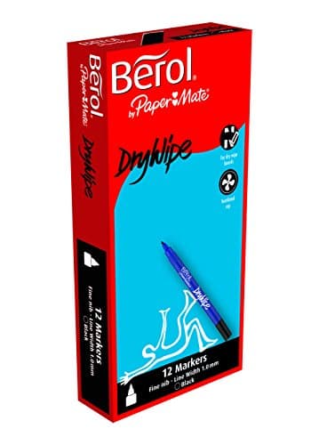 Image of Berol Dry Wipe Whiteboard Pen Fine Nib 1 mm - Black, Box of 12