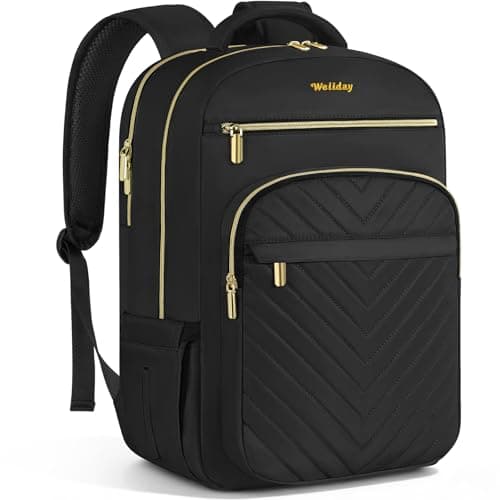 Image of LASUK Travel Laptop Backpack for Women Men, 17.3 inch Fashion Laptop Rucksack, Large Work Computer Backpack, Water Resistant School Bag for College, Office, Business, Gift (Black)