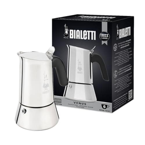 Image of Bialetti - New Venus Induction, stainless steel hob espresso coffee maker, suitable for all heat sources, 6 cups, aluminum, silver