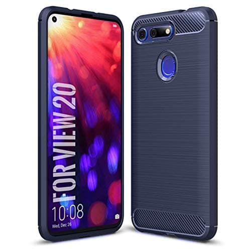 Image of SCL Case for HONOR View 20 Case HONOR View20 Phone Case [Blue], Carbon Fibre Effect Gel Grip Protection Cover [Anti Scratch][Anti Collision] Case Compatible with HONOR View 20