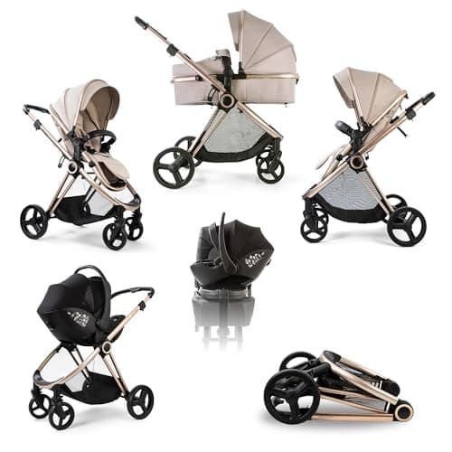 Image of Red Kite Push Me Pace i 2 in 1 Travel System with i-Size Car Seat - Latte