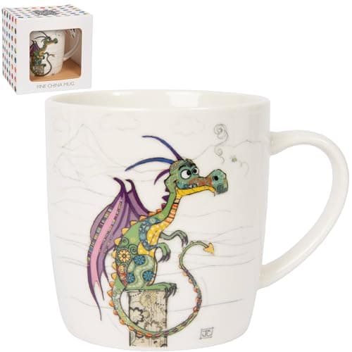 Image of Lesser & Pavey British Designed Barrel Coffee Mug | Ceramic Mugs for Home or Work | Large Mugs for Hot Drinks | Dragon Mug Tea and Coffee Cups - Bug Art