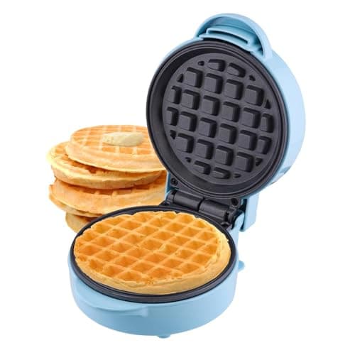 Image of Sensio Home Mini Waffle Maker Machine Blue | Non Stick Coating | Recipes Included | Fun Snack Maker | Compact Size | Indicator Light | Cool Touch 550W