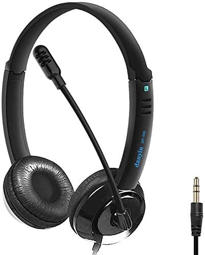 Image of 3.5mm Mobile Phone Headset with Microphone Noise Cancelling & Audio Controls, PC Headphone for Gaming Skype Call Center Office Computer, Clear Voice, Ultra Comfort