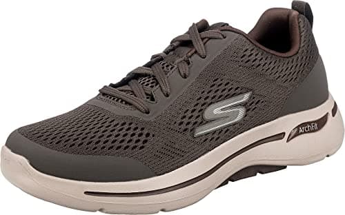 Image of Skechers Men's Go Walk Arch Fit Idyllic Sneaker,Taupe Textile Synthetic Trim,10 UK