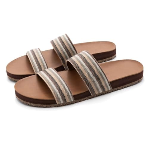Image of Feelgoodz Women's Zensole Vistas Natural Rubber Strap Slide Sandals, Sienna, 5 UK