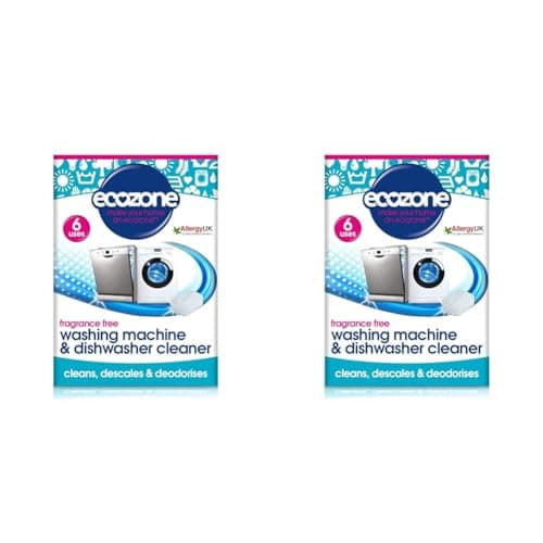 Image of Ecozone Washing Machine & Dishwasher Cleaner Tablets, 2-in-1 Treatment Kit Cleans, De-scales & De-odorises, Fragrance Free, Plastic Free, Natural Vegan Friendly Plant-Based Cleaning (Pack of 12)