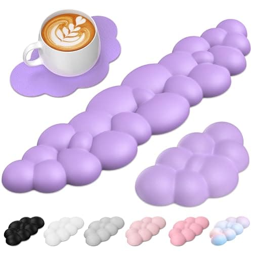 Image of TECKNET Cloud Wrist Rest Keyboard Wrist Rest Set Wrist Support, Memory Foam & PU Leather, Cloud Keyboard Rest for Wrist Support and Arm Rest, Desk Cloud Wrist Pad for PC/Gaming/Hand Cushion/Computer