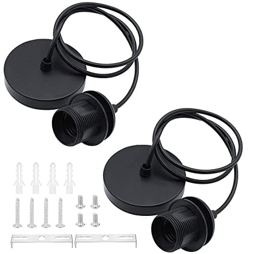 Image of ZHIQIN 2 Pack E27 Pendant Light Fitting Ceiling Rose Pendant Modern Light Pendant Fitting Ceiling Fitting Set for Ceiling Pendant Light with 1M Cable
