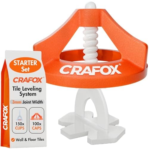 Image of CRAFOX® Tile Leveling System 3mm Set | 250 Pieces | 150x Threaded Clips & 100x Reusable Caps | Tile Tools & Accessories | Tile Spacers & Levelling Kit | Professional Tiling Tool – Flawless Joints