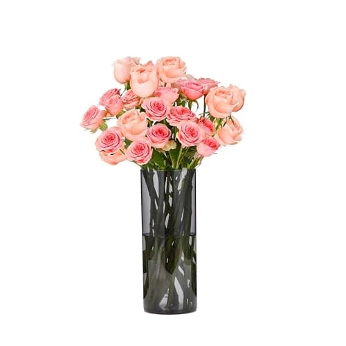 Image of Koelaa Unbreakable Shatter-Proof Acrylic Flower Vase, Modern Clear Grey Cylinder Table Centerpiece for Home Decor, Dining Table, Office Desk, Wedding, Gift (Mother’s Day) - 12x25cm
