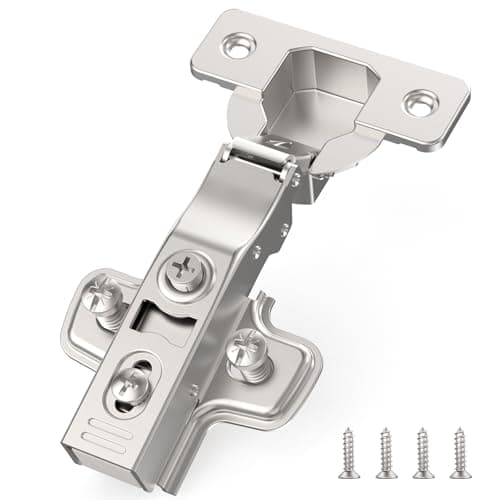 Image of Furniware 2 Pack 3D Full Overlay Soft Close Concealed Cabinet Hinge, Hidden Frameless Door, Stop at 45°-105°, Self Closing, Stain Nickel, Clip On, Euro Stainless Steel Hinges for Kitchen Cupboard