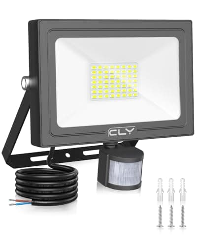 Image of CLY Security Lights Outdoor Motion Sensor, 30W PIR Sensor Security Light 2820 Lumen IP66 Waterproof Motion Sensor Floodlight, 6500K Cold White LED Outdoor Light Mains Powered for Garden NO Earth Wire