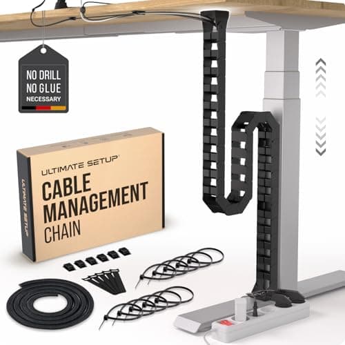 Image of Under desk cable management raceway – Perfect for sit stand desk cable management – Flexible cable snake -Vertebrae cable management (Black)