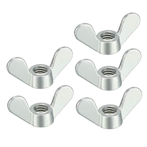 Image of sourcing map M6 Wing Nuts Zinc Plated Fasteners Parts Screws Cymbals Butterfly Nut Silver Tone 5pcs