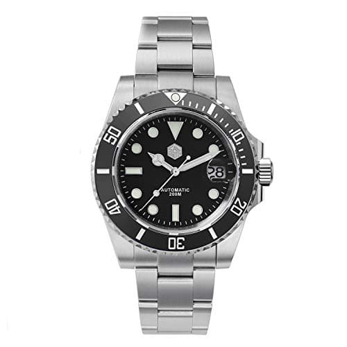 Image of NC San Martin Diver Ghost Luxury Watch Sapphire Glass Men's Automatic Mechanical Men's Watches Ceramic Bezel Wrist Watch, Black, Bracelet