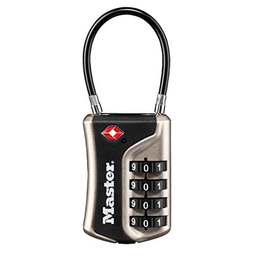 Image of Master Lock 4697EURDNKL Combination Travel Padlock TSA Certified, Nickel, 9,3 x 3,6 x 1,5 cm